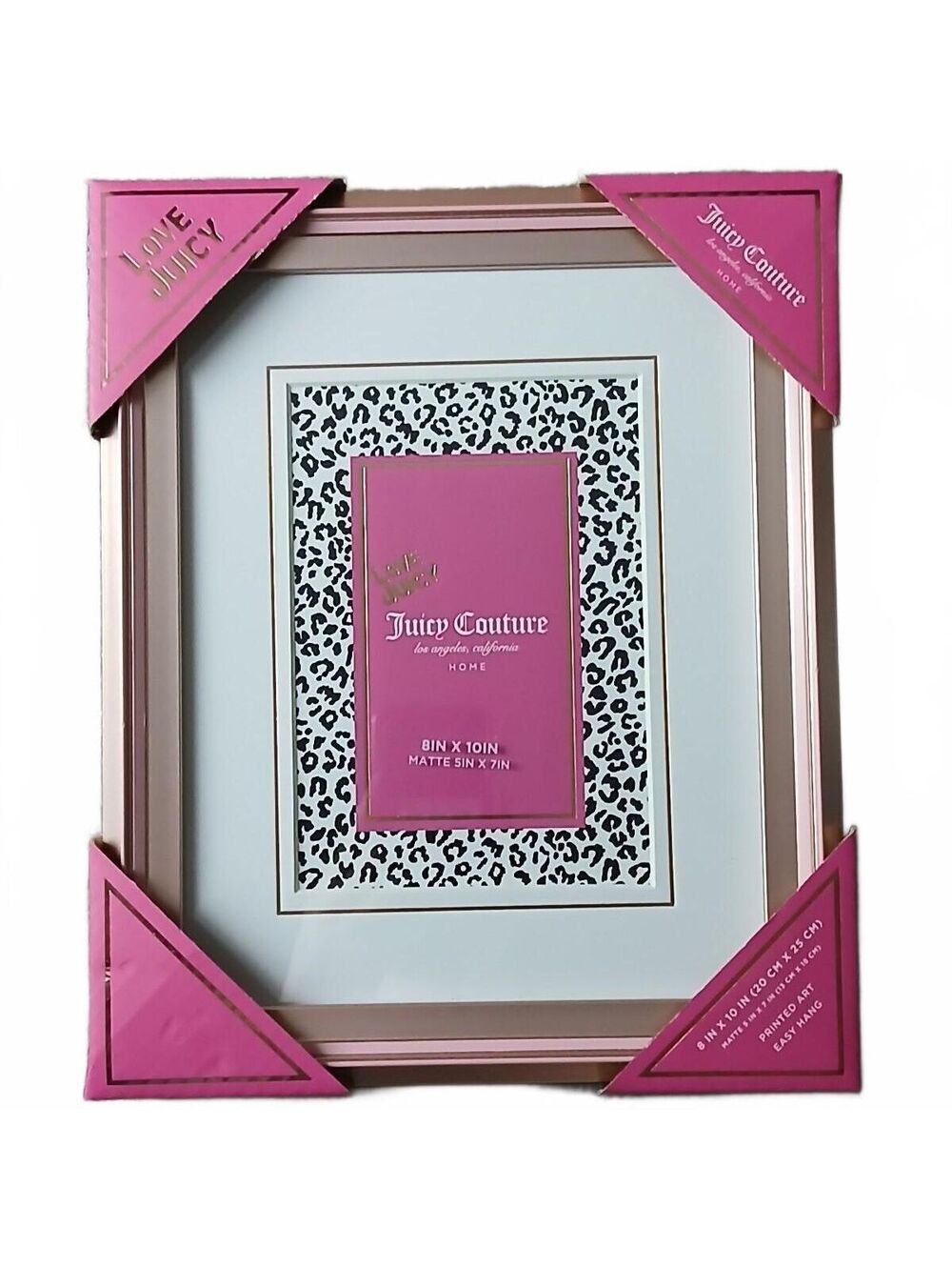 Juicy Couture Home Rose Gold Photo Frame with Leopard Print Matte 8x10 Inch NWT